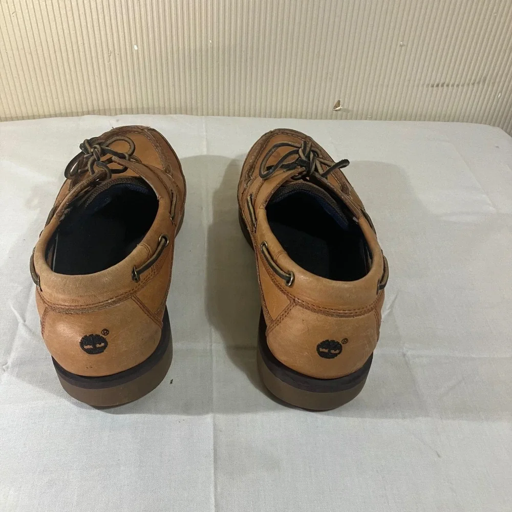 Timberland Mens 10M Tan Brown Leather Boat Shoes Deck Loafers 72039